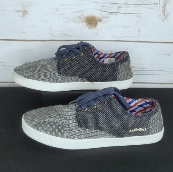TOMS Movember Moustache Canvas Shoes Size 8 - Picture 3 of 10